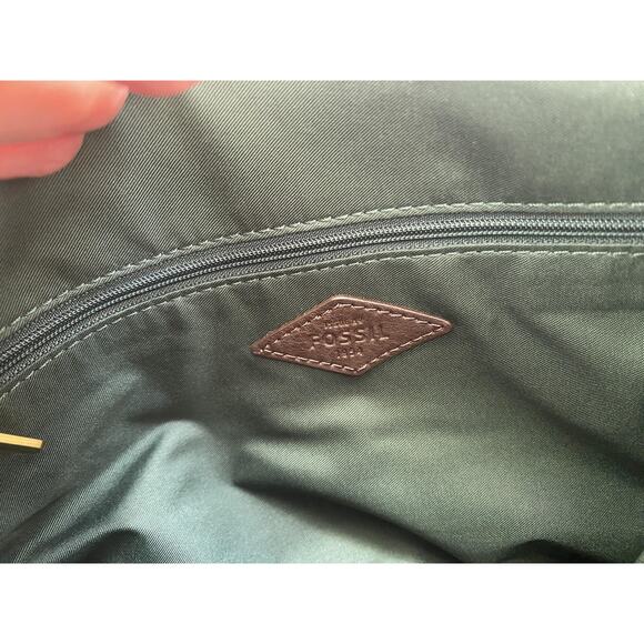 Fossil Crossbody Bag Forest Green Leather Messenger Purse Adjustable Strap - Picture 9 of 15